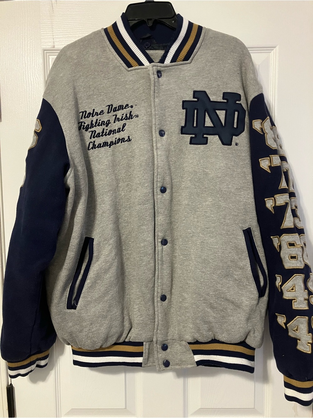 Notre Dame Fighting Irish National Champions Varsity Wool Jacket G-III *See Desc